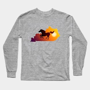 Horse Gallop in Sunset Long Sleeve T-Shirt